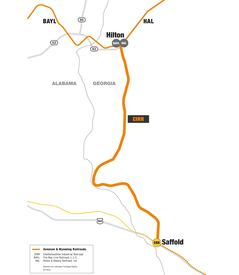 CIRR railroad route map diagram