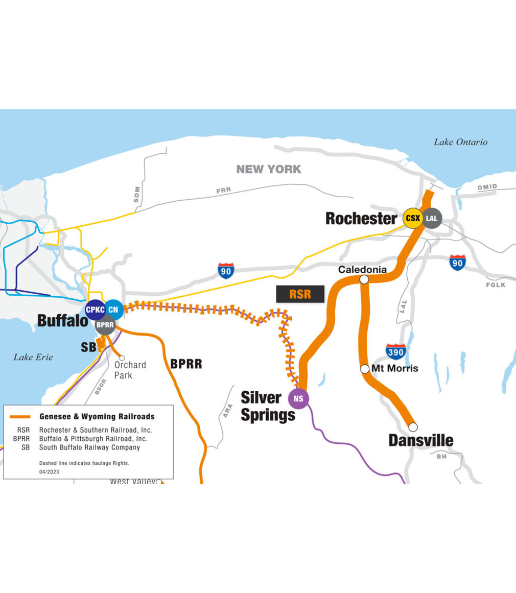 RSR railroad route map diagram