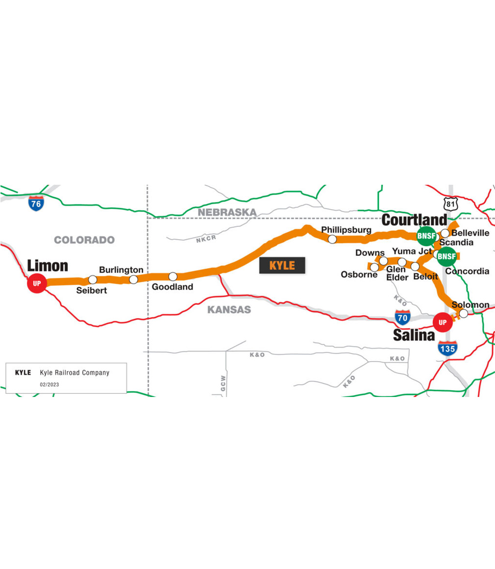 KYLE railroad route map diagram 