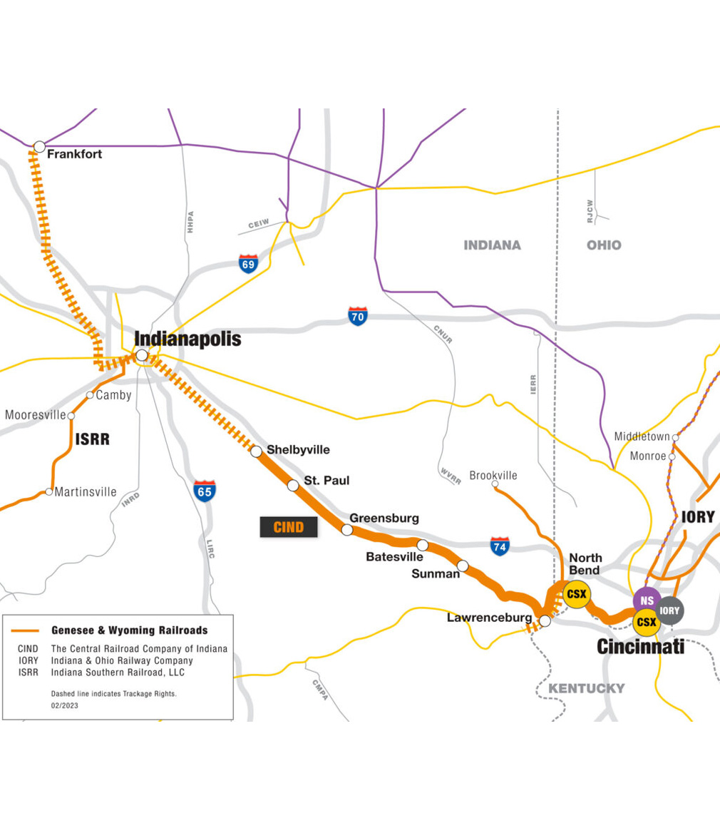 CIND railroad route map diagram 