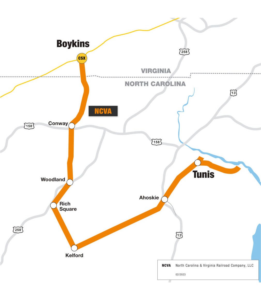 NCVA railroad route map diagram