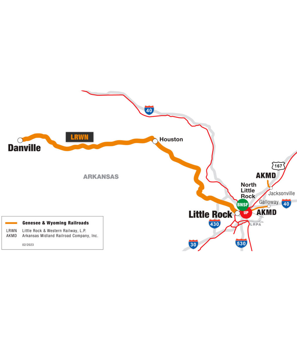 LRWN railroad route map diagram