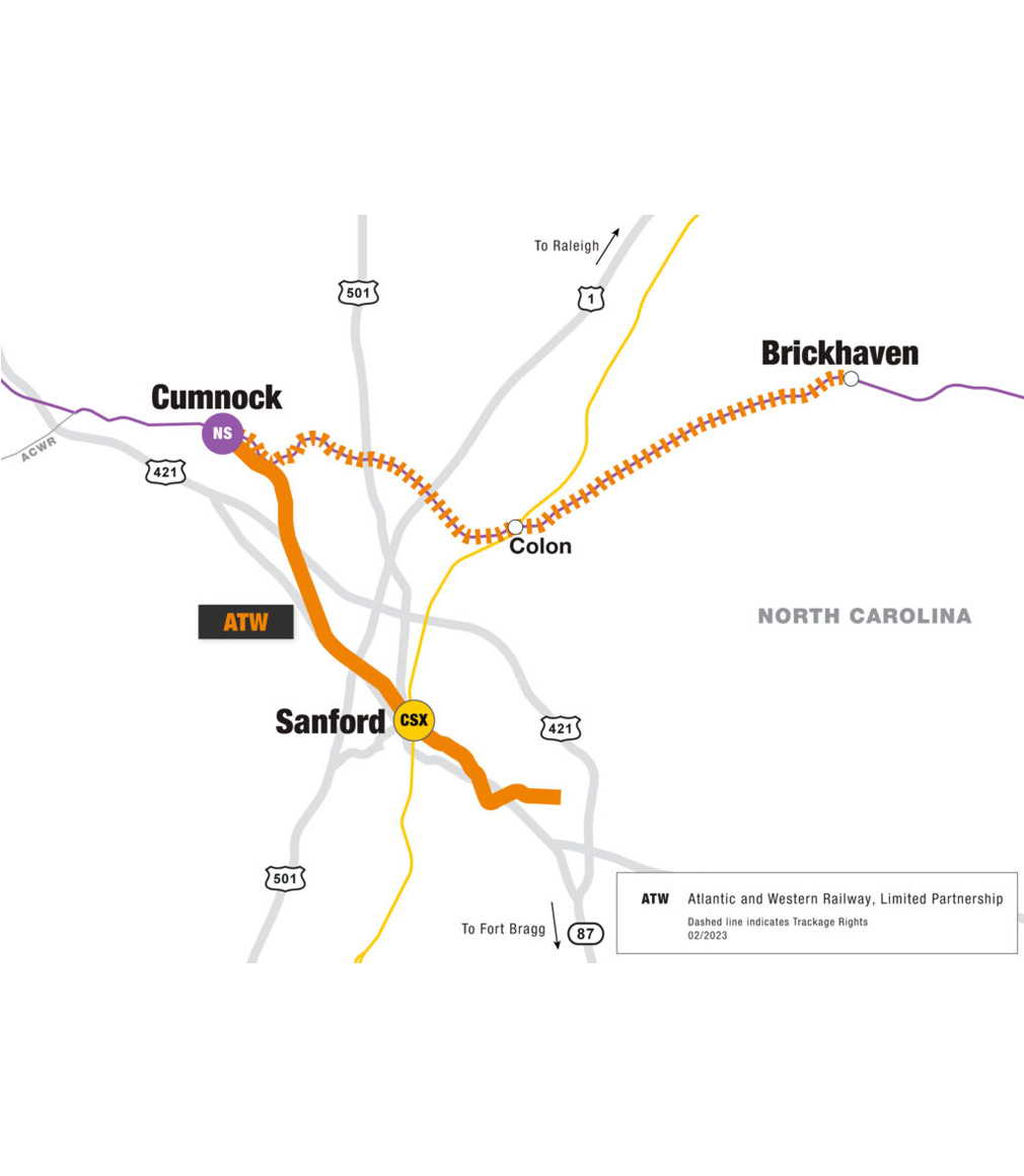 ATW railroad route map diagram 