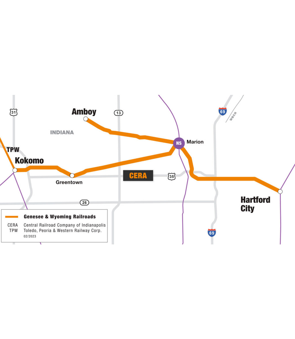 CERA railroad route map diagram 