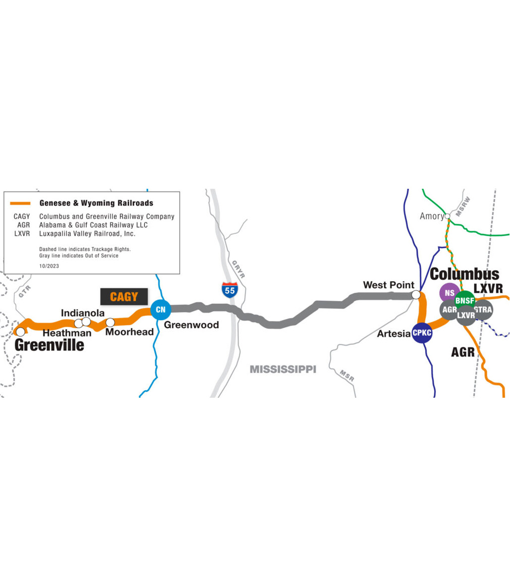 CAGY railroad route map diagram 