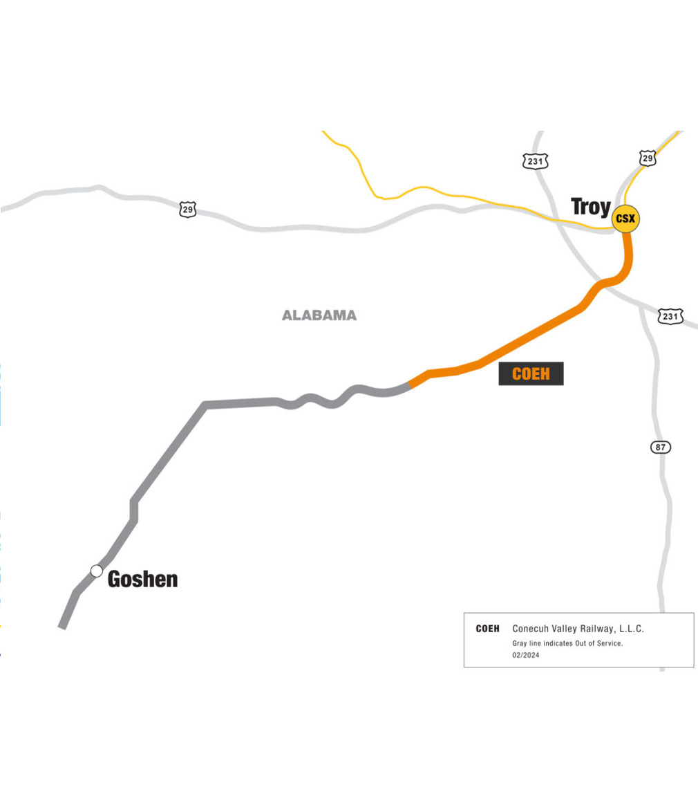 COEH railroad route map diagram