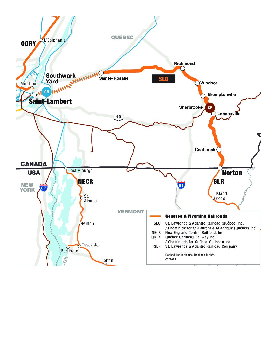 St Lawrence And Atlantic Railroad Map St. Lawrence & Atlantic Railroad (Quebec) – A Genesee & Wyoming Company