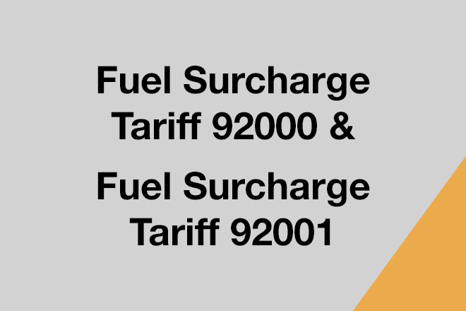 Fuel Surcharge Tariff 92000 & Fuel Surcharge Tariff 92001